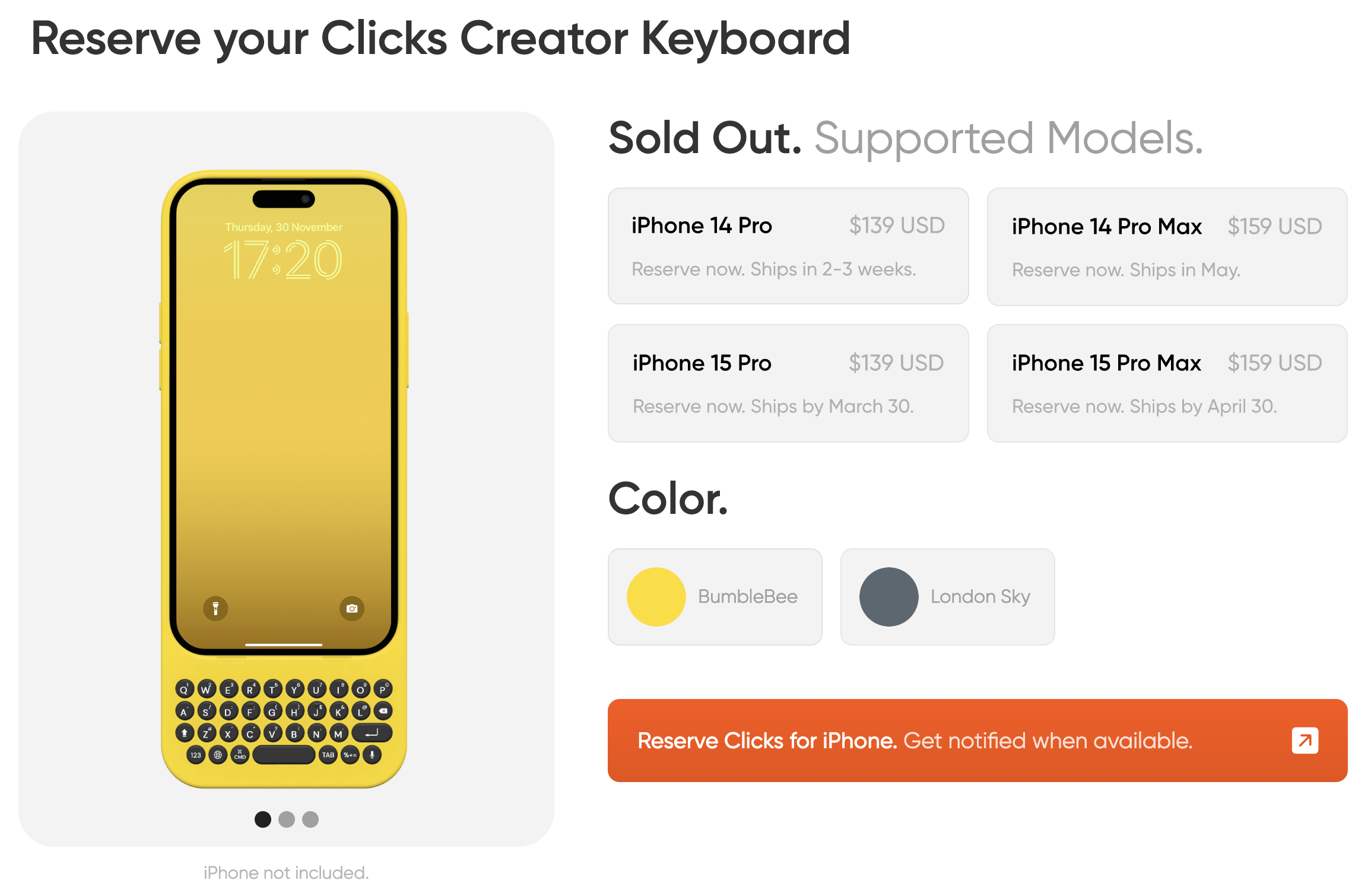 클릭스 크리에이터 키보드(Clicks Creator Keyboard) 가격에 대한 정보